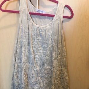Tempo Paris Linen style embroidered tank